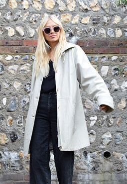 Leather Coat Vintage Neutral 1990s