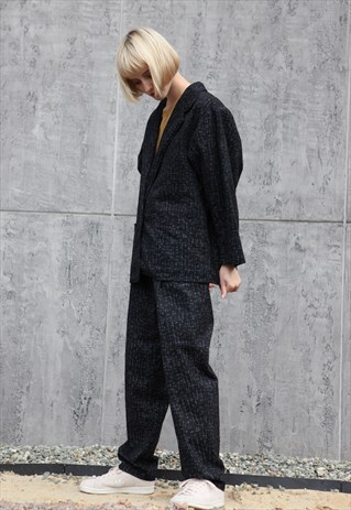 VINTAGE 80'S PATTERNED SUIT SET BLAZER JACKET PANTS