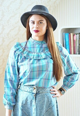 VINTAGE LIGHT BLUE STRIPED BOHO FESTIVAL SHIRT