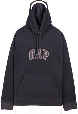 Vintage 90's Gap Fleece Jumper Spellout Logo Hooded Blue
