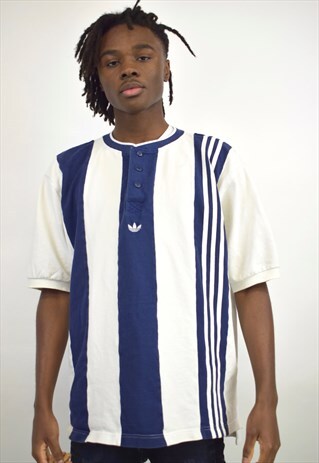VINTAGE 09S ADIDAS BLUE WHITE STRIPE JERSEY SHIRT