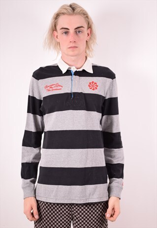 NIKE MENS VINTAGE POLO SHIRT LONG SLEEVE SMALL BLACK 90S