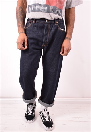 LEVI'S 501 MENS VINTAGE JEANS W38 L32 NAVY BLUE 90S