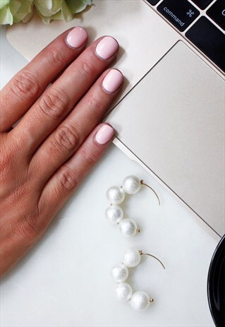 GOLD & PEARL HOOP DROP DANGLE EARRINGS