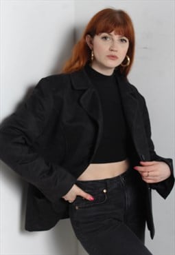 Vintage 90's Faux Suede Jacket Black