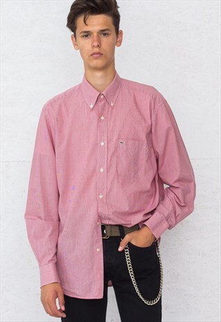 VINTAGE RED LACOSTE LONG SLEEVE SHIRT