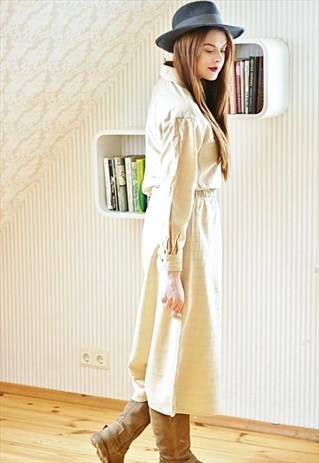 BEIGE LIGHT WOOL VINTAGE DRESS