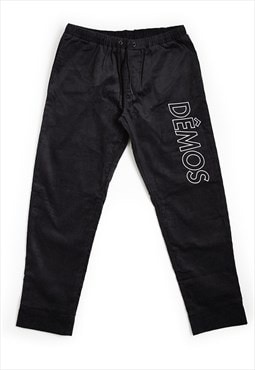 Black Logo Embroidered Corduroy trousers pants