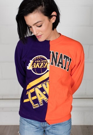 VINTAGE LA LAKERS CINCINNATI RECONSTRUCTED UNISEX SWEATSHIRT