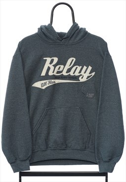 Vintage Relay Spellout Grey Hoodie Womens