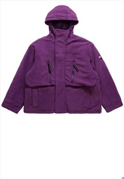 Fleece bomber jacket fluffy grunge puffer retro coat purple