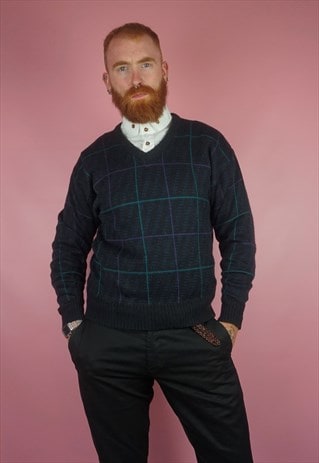 VINTAGE1980S BLUE PATTEN JUMPER