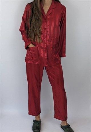 Vintage Red Satin Pyjama Set