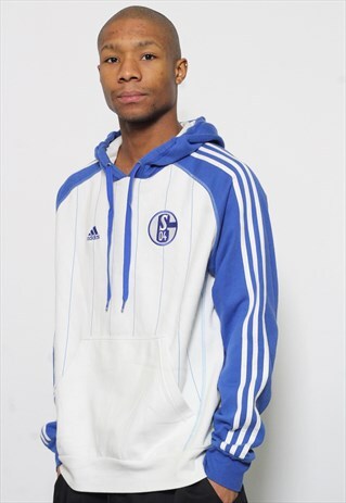 VINTAGE ADIDAS LOGO SCHALKE FOOTBALL HOODIE WHITE