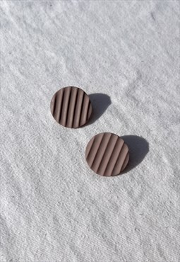 Handmade Coffee Round Stud Earrings Modern Hypoallergenic