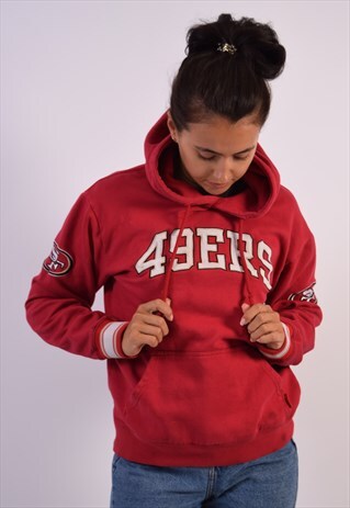 VINTAGE NFL SF 49ERS HOODIE JUMPER MAROON