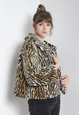 Vintage Faux Fur Leopard Print Jacket Multi