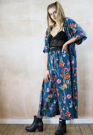 FALLING FLOWER CROP PANTS & LONG KIMONO CO-ORDINATES