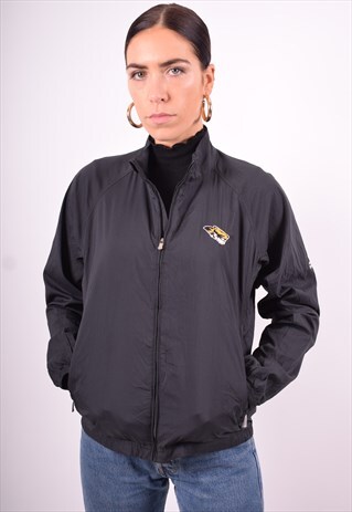 ADIDAS WOMENS VINTAGE TRACKSUIT TOP JACKET LARGE BLACK 90'S