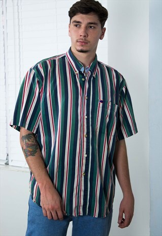VINTAGE STRIPED SHIRT LOGO 90S L 9.9