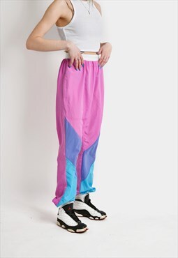 Vintage joggers pink blue women 90s retro lightweight pants