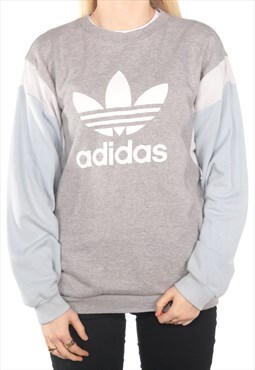 Adidas -  Grey Printed Spellout Sweatshirt - XSmall