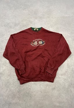 Vintage Sweatshirt Embroidered Grandkids Patterned Jumper
