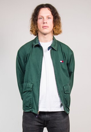 VINTAGE 90'S TOMMY HILFIGER GREEN BOMBER JACKET