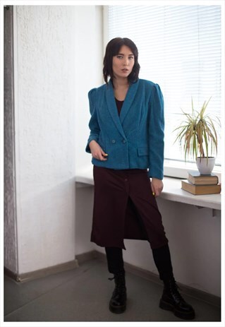 VINTAGE 80'S BLUE CROPPED PUFF SLEEVED JACKET