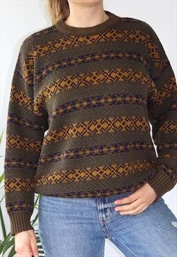 Vintage 90's Knitted Wool Pattern Jumper 