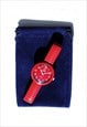 LADIES MINI DARK RED WATCH ON EXPANDER STRAP