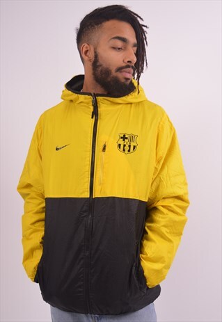 NIKE MENS VINTAGE FC BARCELONA REVERSIBLE JACKET LARGE YELLO