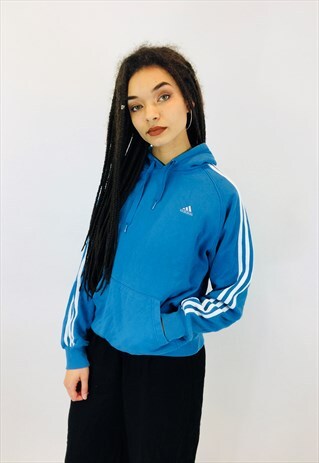 VINTAGE ADIDAS CLASSIC 3 STRIPE EMBROIDERED HOODIE