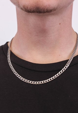 925 STERLING SILVER CURB CHAIN NECKLACE - 5MM, 55CM LENGTH
