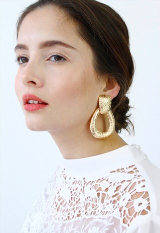 GOLD HOOP DROP DANGLE EARRINGS
