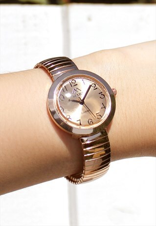 LADIES MINI ROSE GOLD WATCH ON EXPANDER STRAP