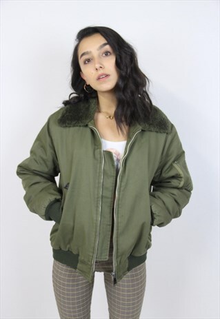VINTAGE 90'S KHAKI BOMBER JACKET