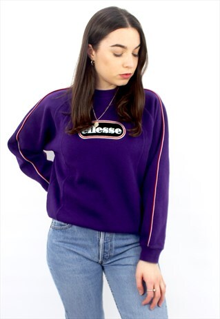 90'S RARE VINTAGE PURPLE SPELL-OUT EMBROIDERED SWEATSHIRT
