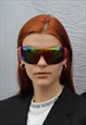 Rimless Visor Sunglasses - Red Frame with Red Mirror lens