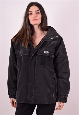 DKNY WOMENS VINTAGE JACKET LARGE BLACK 90S