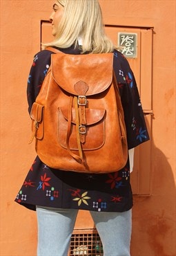 Brown Leather Backpack