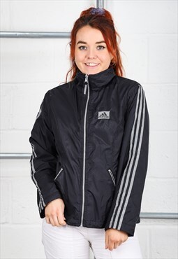 Vintage Adidas Jacket in Black Reversible Fleece Coat Large
