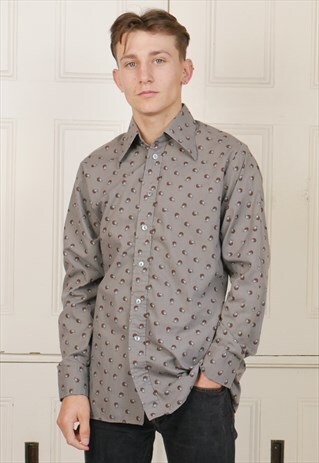 VINTAGE 60S MENS SHIRT WITH LARGE COLLAR