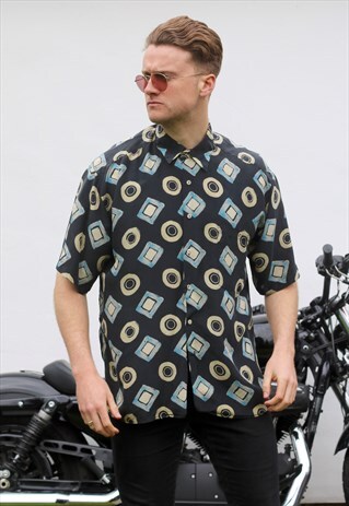 BURMA & BIBAS RETRO SHAPE ART SILK SHIRT