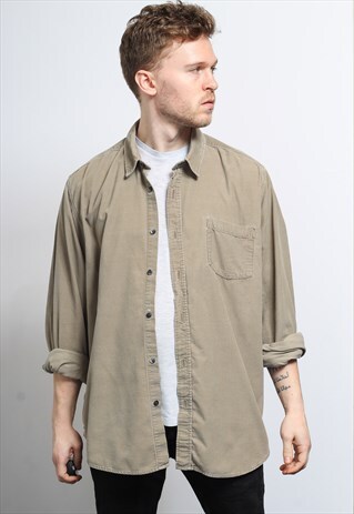 VINTAGE CORDUROY CORD SHIRT BROWN
