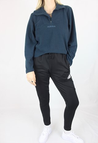 VINTAGE 90S ADIDAS 1/4 ZIP EMBROIDERY LOGO FLEECE JACKET
