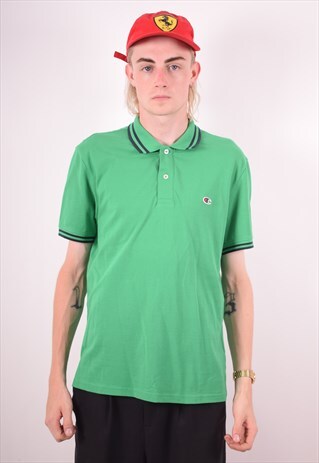 CHAMPION MENS VINTAGE POLO SHIRT LARGE GREEN 90S