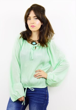 80S MINT GREEN POLKA DOT GYPSY TOP