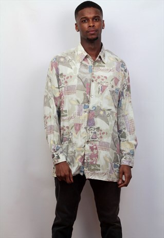 1990'S VINTAGE MULTI PRINT SHIRT IN MULTICOLOUR