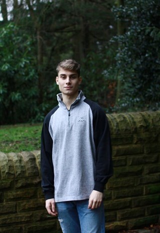 VINTAGE GREY KAPPA 1/4 ZIP SWEATSHIRT